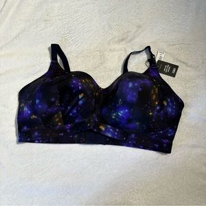 NWT TORRID 360 Smoothing Bra Wire Free Galaxy Print Purple size 44F